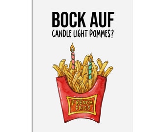 Valentine's card CANDLE LIGHT FRIES postcard Valentine's Day gift love