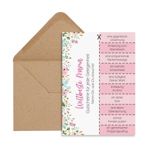 Muttertagskarte GUTSCHEINE Mama Postkarte Muttertag Geschenk