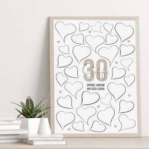 Poster 30 GRÜNDE warum wir Dich lieben personalisiert mit Namen Geschenk 30. Geburtstag