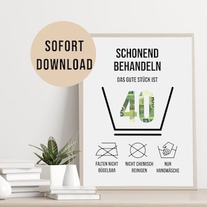 Poster GELDGESCHENK Geburtstag 40 Waschanleitung DOWNLOAD