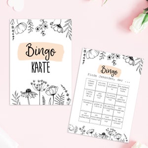50 Bingokarten FLOWERS Hochzeitsspiele Gäste, Bingo Hochzeit, Hochzeitsspiel deutsch, Hochzeitsbingo, Gastgeschenk Hochzeit