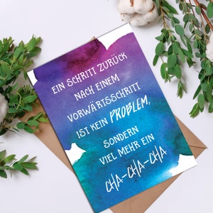 Carte postale disant « CHa-Cha-Cha » carte de motivation, carte d’encouragement, dictons de carte postale, motivation de cartes postales, cartes de motivation