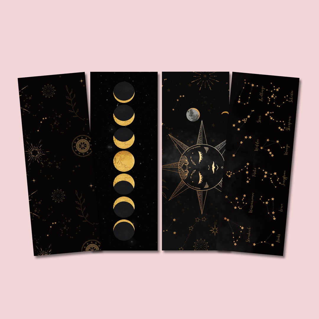 Bookmark Set ASTROLOGY 4 Bookmarks Moon and Stars Gift - Etsy Norway