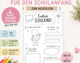 Back-to-School Guest Card | Finally a Schoolchild | Instant PDF Download | DIN A4 & DIN A5 | School Enrollment Guest Book