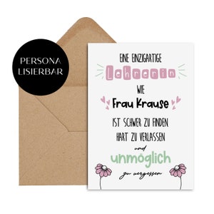 Postal profesor regalo despedida escuela primaria PERSONALIZABLE