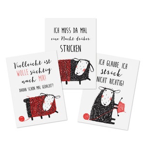 Ansichtkaarten BREIEN set 3 stuks, breikaarten ansichtkaarten wol