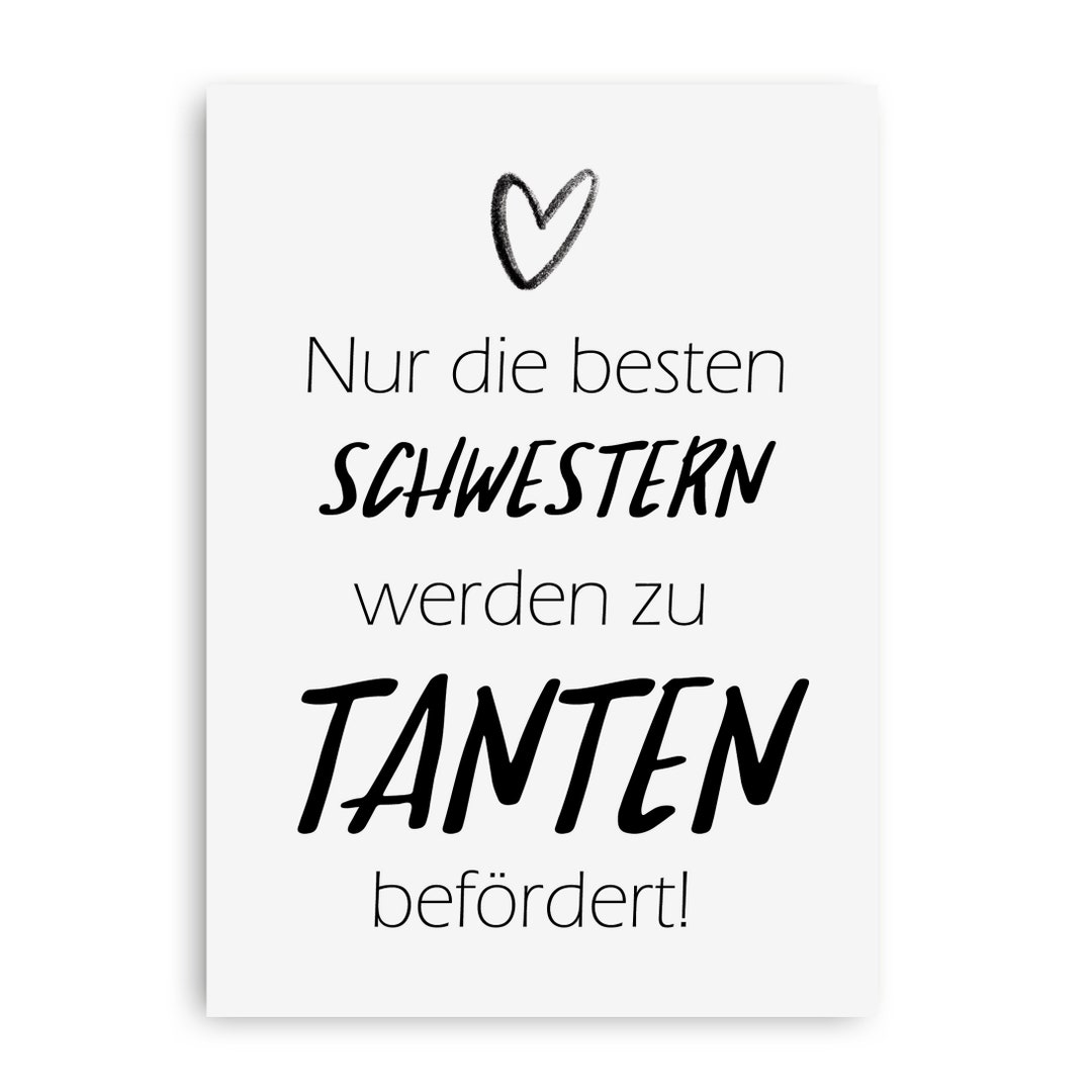 Postkarte Du wirst Tante "Nur die besten Schwestern werden zu Tanten