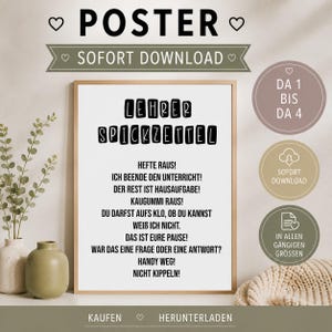 Pôster com guia de consulta rápida para professores - Presente perfeito para professores - Arte de parede - Download de arquivo digital