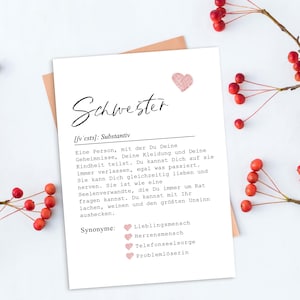 Postcard SISTER definition including envelope sister gift image 3