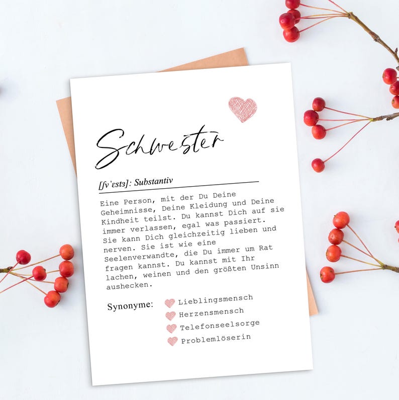 Postcard SISTER definition including envelope sister gift image 3