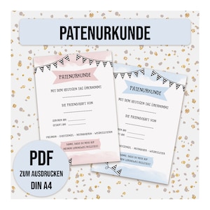 Certificado de padrino para imprimir Certificados de padrino DIN A4 como regalo para padrinos