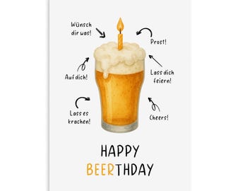Geburtstagskarte HAPPY BEERTHDAY lustige Postkarte Geburtstagskarte Männer