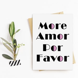 Postkarte MORE AMOR Por Favor Postkarte Liebe, Postkarten Sprüche, Postkarte Sprüche, Valentinstag Sprüchekarte