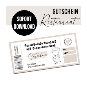 Voucher om af te drukken RESTAURANT digitale bestandsvoucher DOWNLOAD