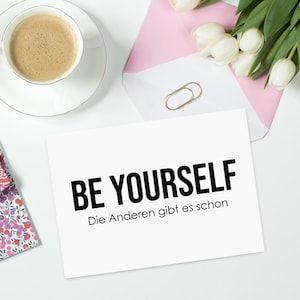 Postkarte BE YOURSELF Die Anderen gibt es schon Postkarte Selbstliebe Sprüche Karte Geschenk Freundin Bild 1