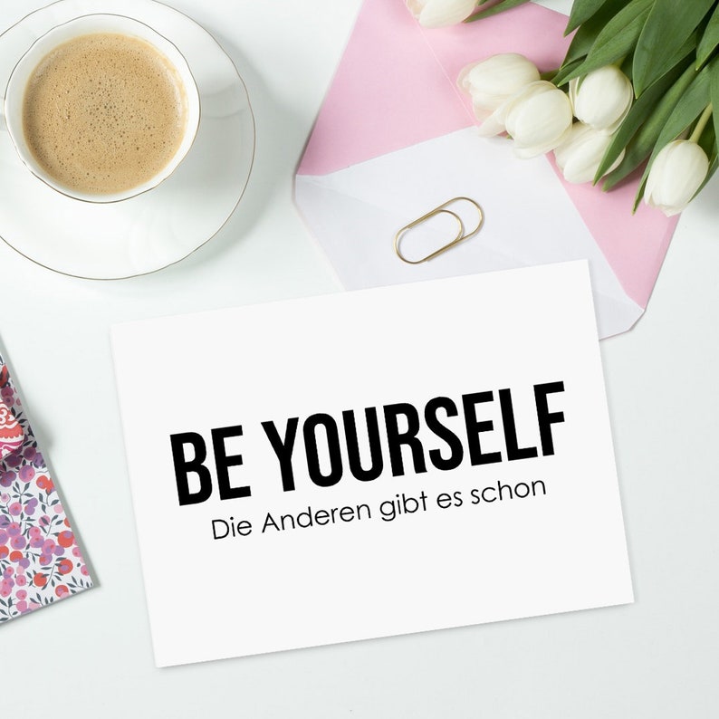 Postkarte BE YOURSELF Die Anderen gibt es schon Postkarte Selbstliebe Sprüche Karte Geschenk Freundin Bild 1