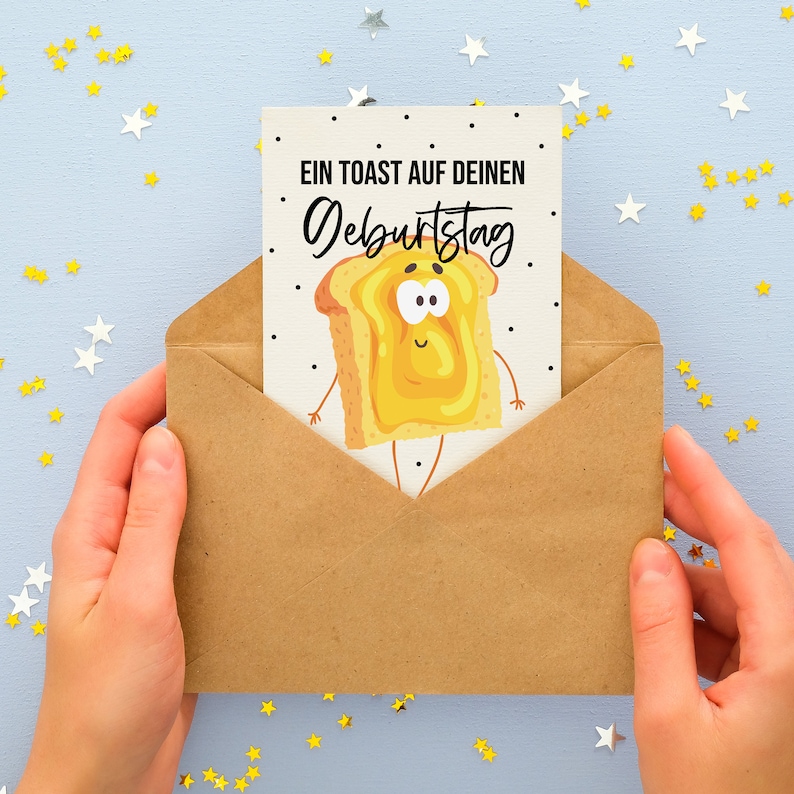 Geburtstagskarte Ein TOAST auf Deinen Geburtstag Postkarte Geschenk Freundin Bild 2