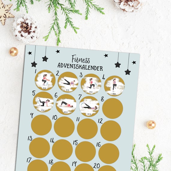 Fitness Advent Calendar for ScratchIng A3 Christmas Calendar Etsy