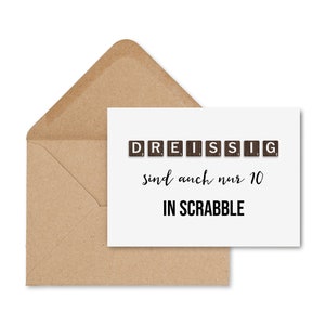 Geburtstagskarte SCRABBLE inkl. Umschlag Postkarte Geburtstag Geburtstagskarte 30, 40, 50, 60 30