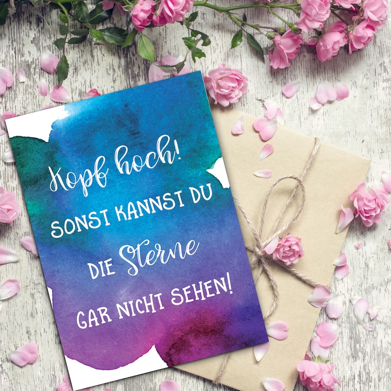 Postkarte Spruch Kopf hoch Motivationskarte Etsy.de
