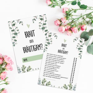 Gioco di nozze con 50 carte per la sposa o lo sposo? EUCALIPTO, giochi di nozze, regalo di nozze per gli ospiti