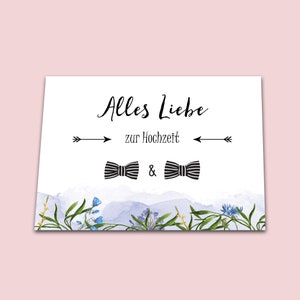 Glückwunschkarte Hochzeit Männer, 2 FLIEGEN, Hochzeitskarte mit Umschlag