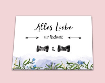 Glückwunschkarte Hochzeit Männer, Hochzeitskarte mit Umschlag