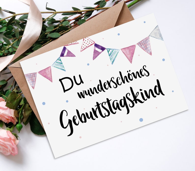 Postkarte Geburtstag Du wunderschönes Geburtstagskind Geburtstagskarte, Geburtstags Postkarte, Geburtstag Mama, Geburtstag Freundin Bild 1