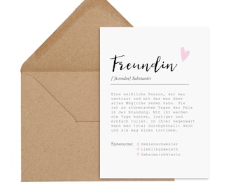 Postcard GIRLFRIEND Definition incl. envelope Best friend gift