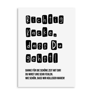 Carte postale Collègue POOP que tu quittes ! Cadeau de changement d'emploi pour collègues, cadeau d'adieu pour collègue