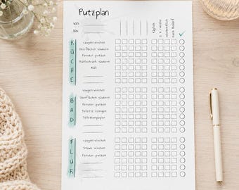 Cleaning plan template, shared apartment cleaning plan block 50 sheets, household planner, household plan, shared apartment cleaning plan, weekly cleaning plan, weekly planner, daily planner