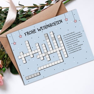 Weihnachtskarte KREUZWORTRÄTSEL Postkarte Weihnachten Grußkarte Weihnachtskarten lustig