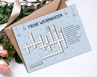 Weihnachtskarte KREUZWORTRÄTSEL Postkarte Weihnachten Grußkarte Weihnachtskarten lustig