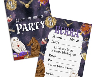 5 x Invitation Cards Children's Birthday MAGICIAN Invitations Children's Birthday Magic Party
