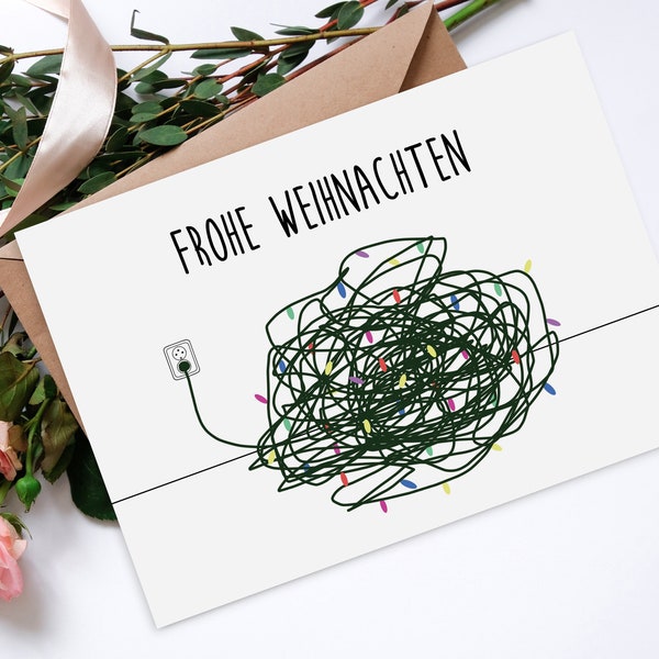 Weihnachtskarte Kabelsalat Postkarte Weihnachten Weihnachtskarte lustig