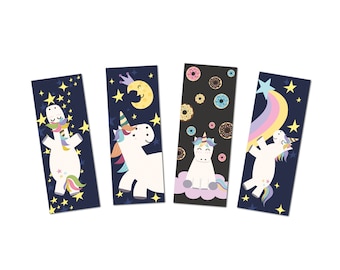 Lesezeichen Einhorn 4er Set, Lesezeichen Papier, Einschulung Geschenk, Schulanfang Geschenk Jungen, Schulanfang Deko, Schultüte füllen