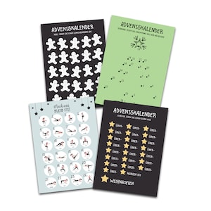 Adventskalender Postkarten 4er Set Adventskalender für Erwachsene