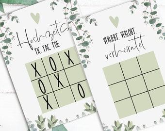 Hochzeit TIC TAC TOE Spiel Eucalyptus Spiele für Hochzeitsgäste Hochzeitsspiel 50 Karten