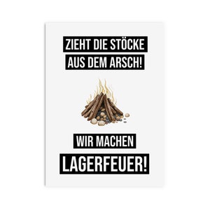 Postkarte LAGERFEUER Einladung Karte Spruch lustig
