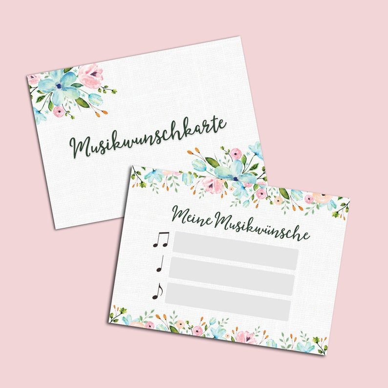 Musikwunschkarten für die Hochzeit als Hochzeitsspiel Gastgeschenk Gäste Musikwünsche Bild 2
