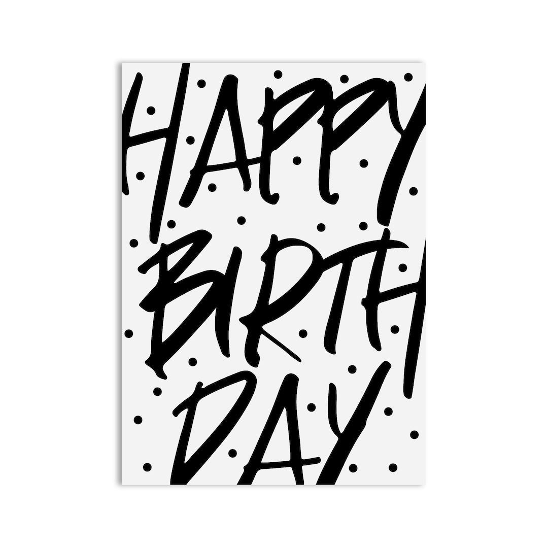 Geburtstagskarte HAPPY BIRTHDAY schwarz weiß Geburtstag Geschenk Etsy.de