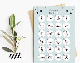 Ansichtkaart Fitness "Doe mee met Stay Fit!", Ansichtkaarten Motivatie, Sport, Adventskalender Briefkaart