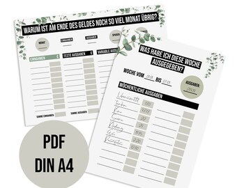 FINANCIAL PLANNER A4 Download PDF Finance Template Monthly Planner and Weekly Planner