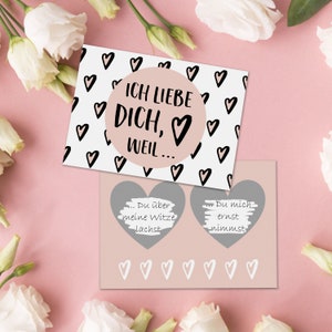 Carte Saint Valentin avec enveloppe Je t'aime, carte à gratter pour carte postale Saint Valentin amour Je t'aime carte à gratter