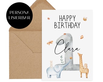 Karte GEBURTSTAG Kind PERSONALISIERBAR Geschenk Kind Geburtstag