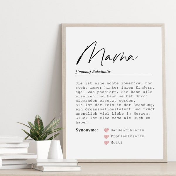 Poster MAMA Definition personalisierbar mit Namen als Geschenk zum Muttertag oder für die werdende Mama