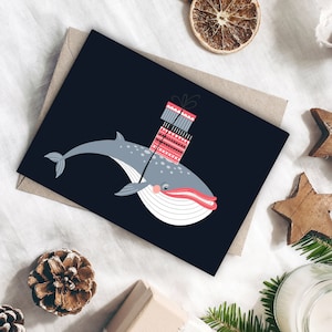 Weihnachtskarte "Wal", Postkarte Weihnachten Weihnachhtskarten Weihnachtsgeschenke Weihnachtsdeko Grußkarten Weihnachten