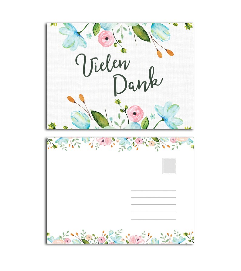 Postkarte Vielen Dank Weiße Hochzeit, Karte Danke, Dankeskarte Hochzeit, Danke Geschenk, Danke Postkarte, Danksagung Hochzeit, dankeschön Bild 5