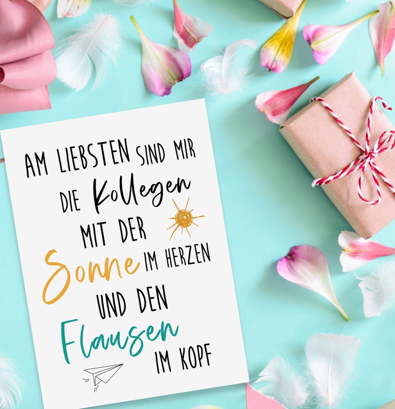 Postkarte Kollegen Abschied FLAUSEN im Kopf Kollegen Geschenk Postkarte Sprüche Ruhestand Karte Bild 4