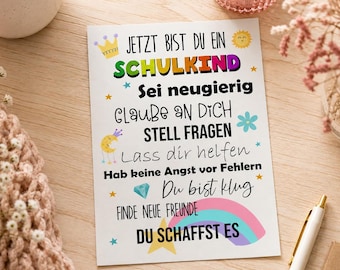 Postcard Back to School SCHOOLCHILD COLOURFUL Gift School Enrollment